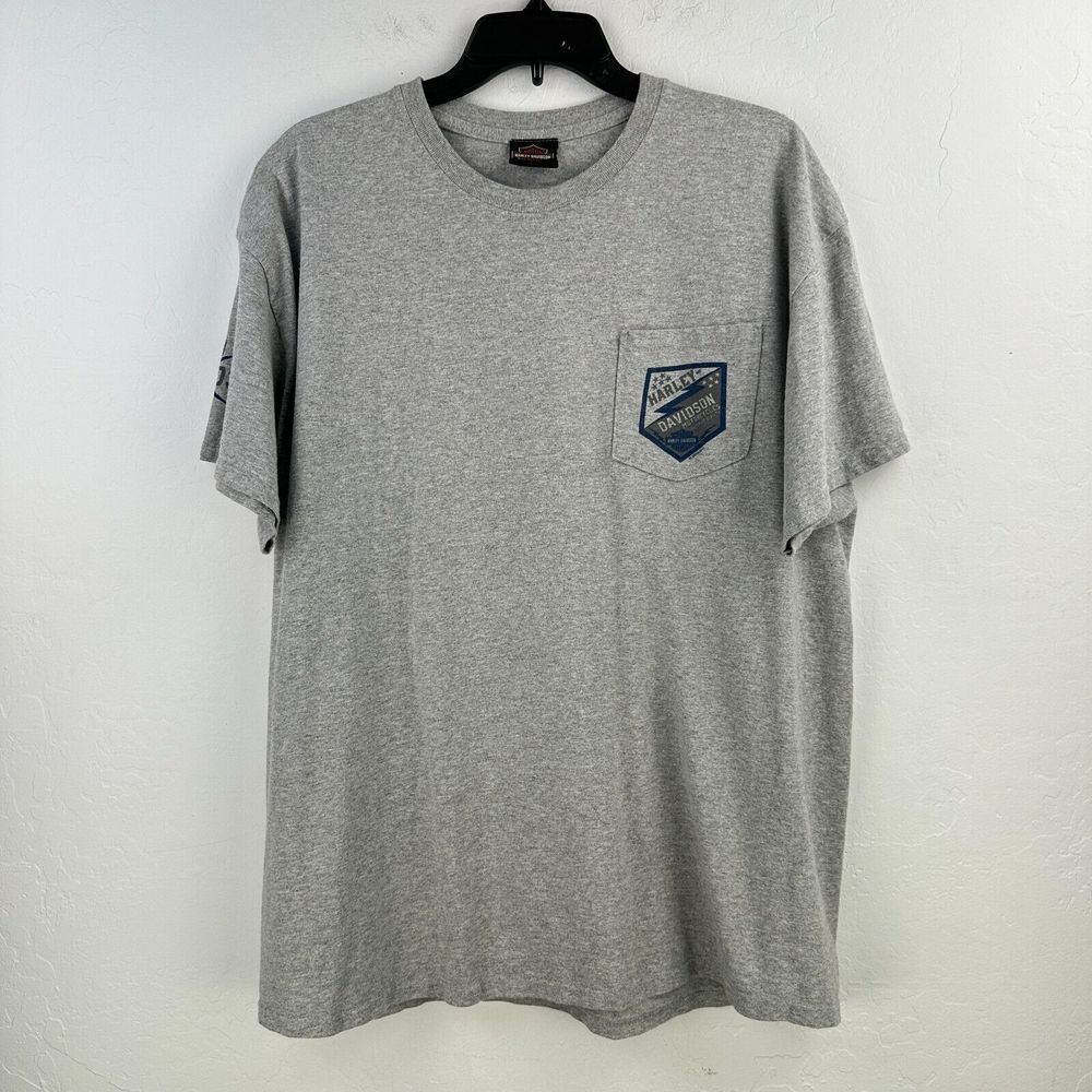 Harley Davidson Tshirt‎ L Gray Motor City Motorcycle Farmington Hills MI Biker